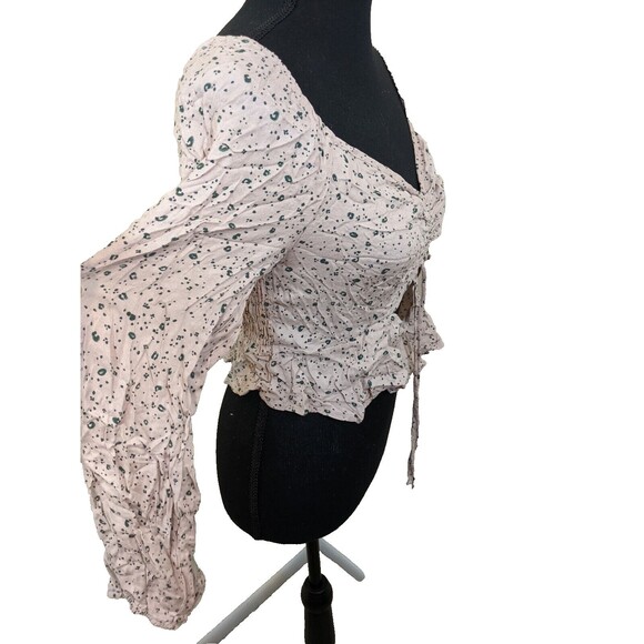Kirious Los Angeles Top Cropped Ruched Cut Out Y2K Animal Print Smocked Medium - Picture 6 of 10